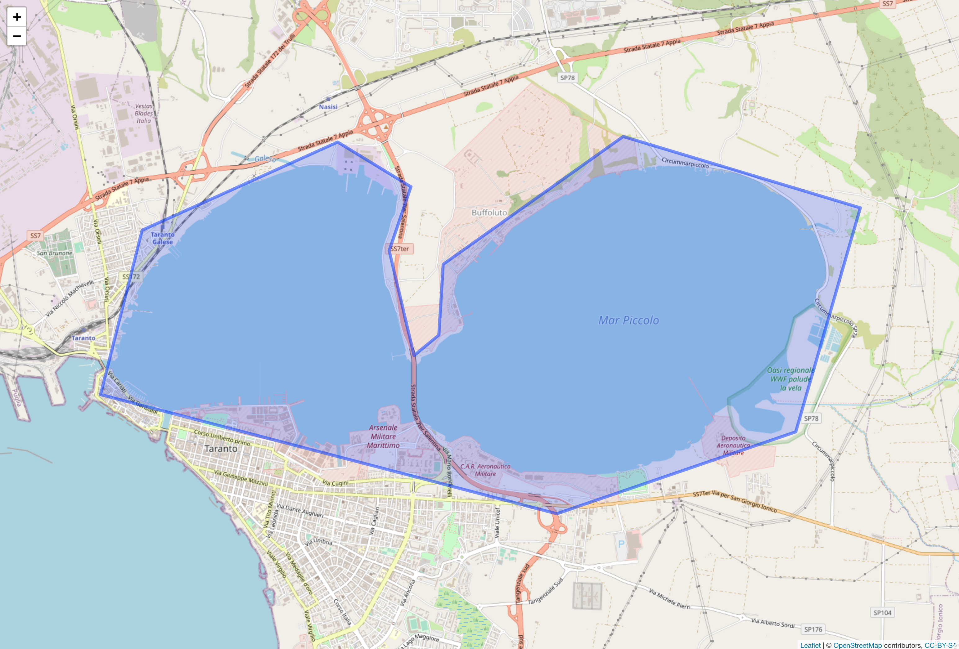 Map of "Study of non-indigenous (alien) species in the Mar Piccolo of Taranto" activity