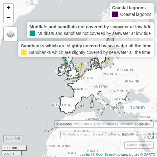 Interactive map of layers in the habitat directive