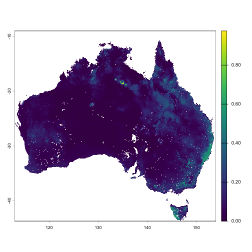 A plot of SMIPS SMindex data for all of Australia on 2025-06-30.