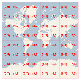 Fig 2. Tile coordinates. Image extracted from Microsoft's Bing Maps Tile System webpage.