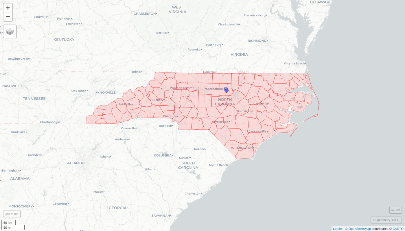 Map of the networks found in North Carolina